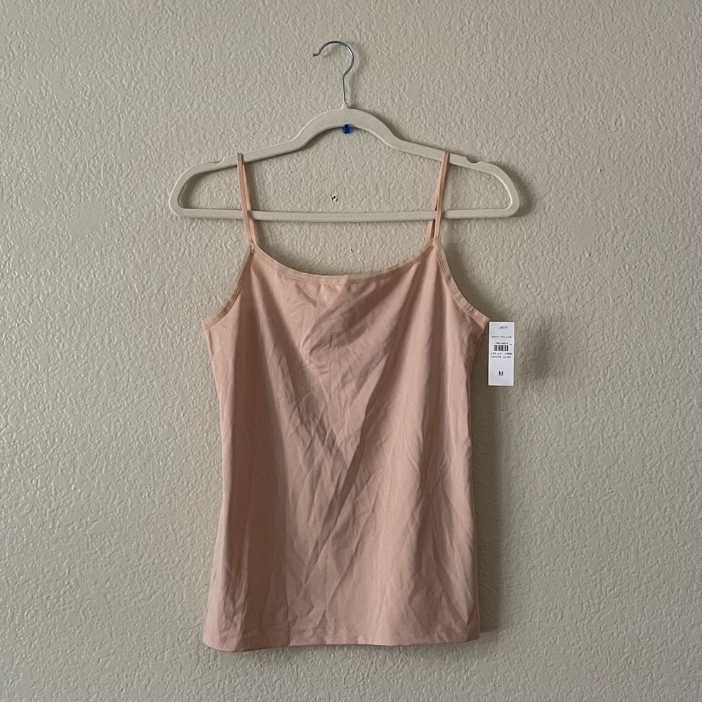 Ann Taylor Camisole Blush Nude Cami Gentle Mesh Trim Career Staple Wardrobe